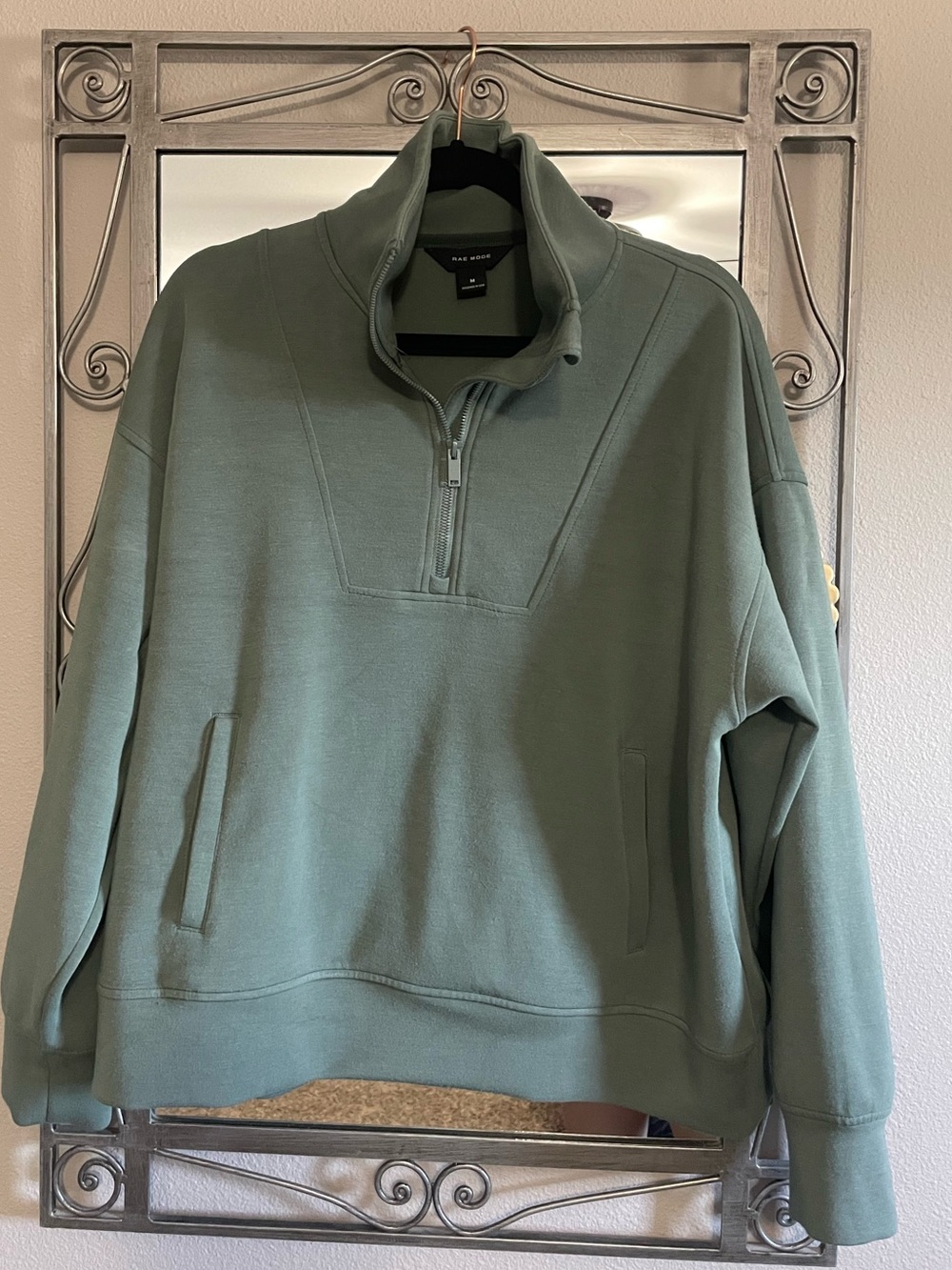 Rae Mode Half-Zip Pullover Sweater in Sage Green